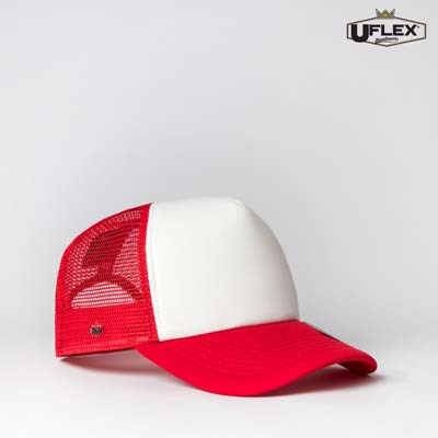 The UFlex Kids Snap Back Trucker is a 5 panel curved peak snap back cap. Elasticated sweatband. One size. 4 colours.