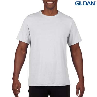 The Gildan Sublimation Adult T-Shirt is a 100% polyester tee.  Tearaway label.  White only.  Great branded sublimation tees for teams and events.