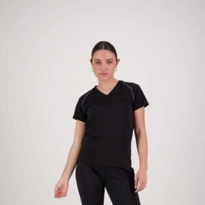 The Cloke Womens XT Performance Tee is a v-neck, polyester performance tee. Quick dry. Available in 12 colours. Sizes 8 – 22. Great performance sports wear.