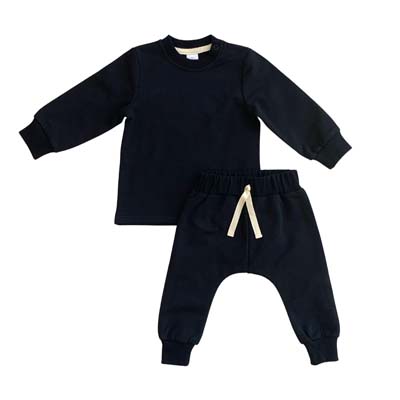 The Baby Blanks Baby Trackpant Set is a crew and trackpant set in size 000 - 1.  Camel, Rust, Black, Blush Pink or Ivory.