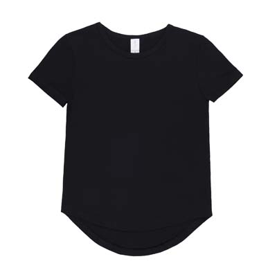 The Baby Blanks Big Kids Long Back Tee is a 190gsm cotton/elastane combed jersey tee.  Sizes 6 - 12.  Long back.  3 colours.