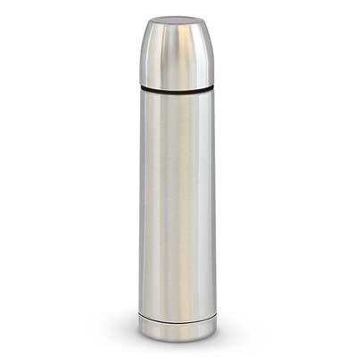 The 750ml Vacuum Flask is a good stainless steel vacuum flask with a screw on cup and convenient push button. Silver with Black trim.