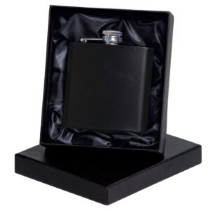 The Po'Di Fame Hip Flask is a premium black hip flask for you to add your design to. For individuals, wedding parties and other events.