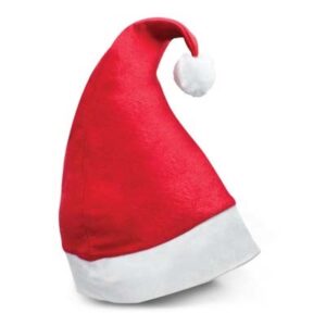 The Santa hat is a soft poly felt Christmas Hat.  One size will fit most including children.  Great for family events, Christmas eve events and more!