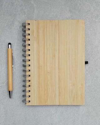 The Bamboo Notebook & Pen are a great option for those who are eco conscious.  Perfect for personalisation and engraving. 