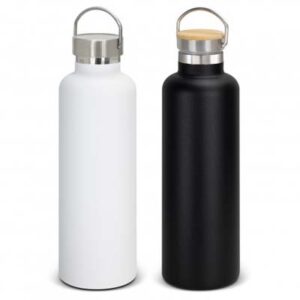 The Nomad Deco 1 litre bottle is now super sized from our standard Nomad Deco Powder Coated Bottle.  In black or white. 