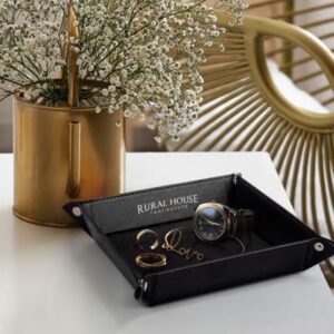 The Deuce Valet Tray is a multi purpose, collapsible valet tray.  Stylish Leather look PU.  Perfect for fathers day and christmas.