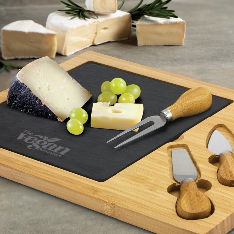 The Bamboo & Slate Cheese Board is a luxury bamboo cheese board with slate insert. Great opportunity for christmas and corporate gifts.  Perfect for engraving.