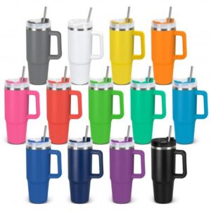The Atlantis Vacuum Cup is a robust, extra large 800ml cup with double wall and powder coated finish.  12 colours available.  Comes with metal straw.
